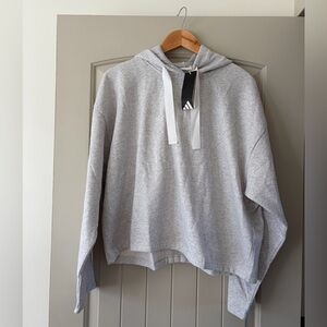 NWT Adidas Women's Fleece 3-Stripe Hoodie - Light Grey Heather - XL - KB9262